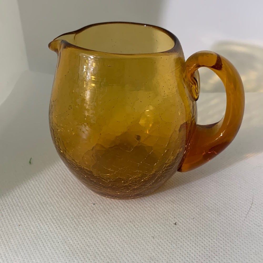 Vintage Blinko amber crackle glass miniature pitcher